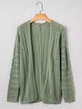 Scalloped Edge Eyelet Knit Batwing Sleeve Cardigan - CELIVINE