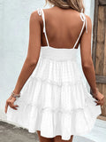 Frill Spaghetti Strap Tiered Dress - CELIVINE