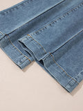 High - Waisted Flare Jeans with Seam Detail - CELIVINE