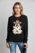 Ghost Round Neck Long Sleeve Sweatshirt - CELIVINE