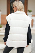 Zip Up Puffer Vest Coat with Pockets - CELIVINE