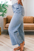 Wide Leg Button Fly Jeans - CELIVINE