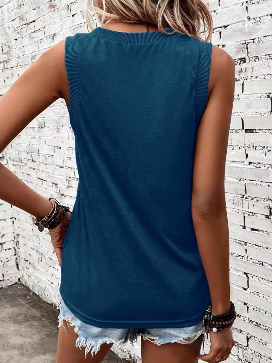 Breathable V - Neck Ribbed - Band Tank Top - CELIVINE
