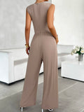 Devine Round Neck Sleeveless Wide Leg Jumpsuit - CELIVINE