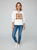 Halloween Pumpkin Bow Graphic Drop Shoulder Sweatshirt - CELIVINE