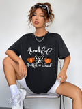 Round Neck Short Sleeve Fall Season Graphic T-Shirt - CELIVINE