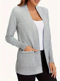 Open Front Long Sleeve Sweater Cardigan - CELIVINE