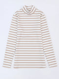 Striped Textured Knit Long Sleeve Tee - CELIVINE