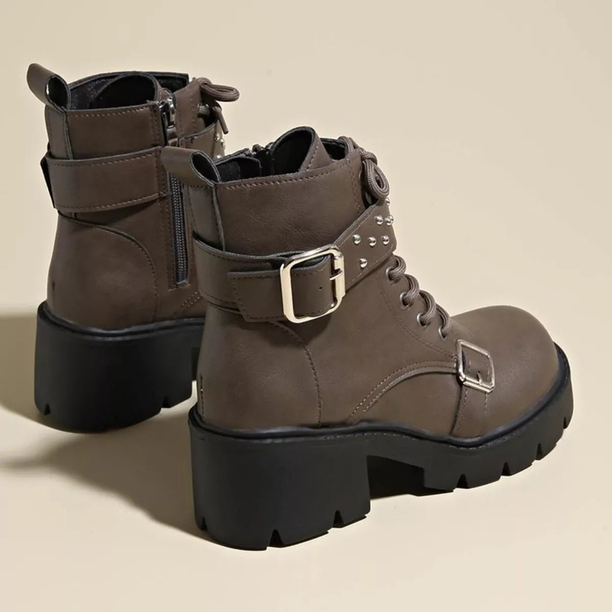 Round Toe Block Heels Boots - CELIVINE