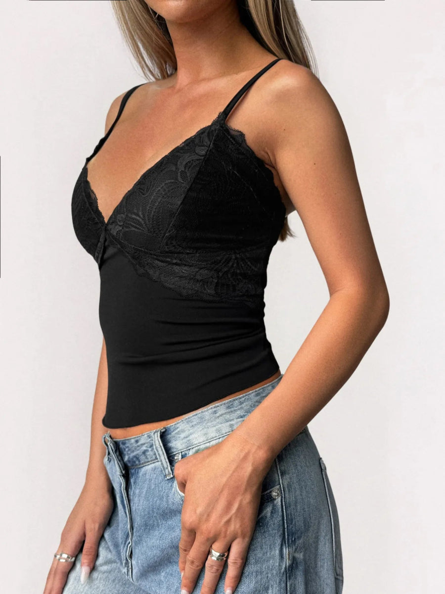 Lace Detail V - Neck Cami - CELIVINE