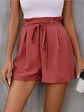 Tied Solid Color Shorts - CELIVINE