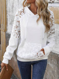 Drawstring Lace Detail Long Sleeve Hoodie - CELIVINE