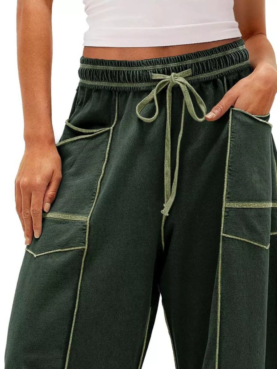 Drawstring Wide Leg Pants - CELIVINE
