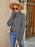 Cable - Knit Mock Neck Sweater - CELIVINE
