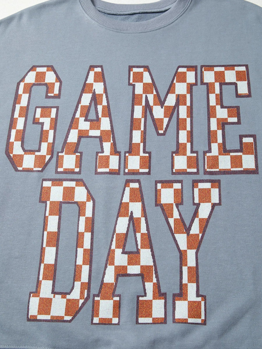 Game Day Checkered Oversized Sweatshirt - CELIVINE