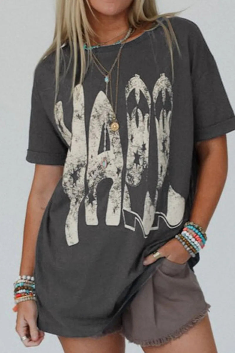 YALL Cowboy Boots Graphic Short Sleeve T-Shirt - CELIVINE