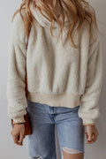 Fuzzy Dropped Shoulder Long Sleeve Hoodie - CELIVINE