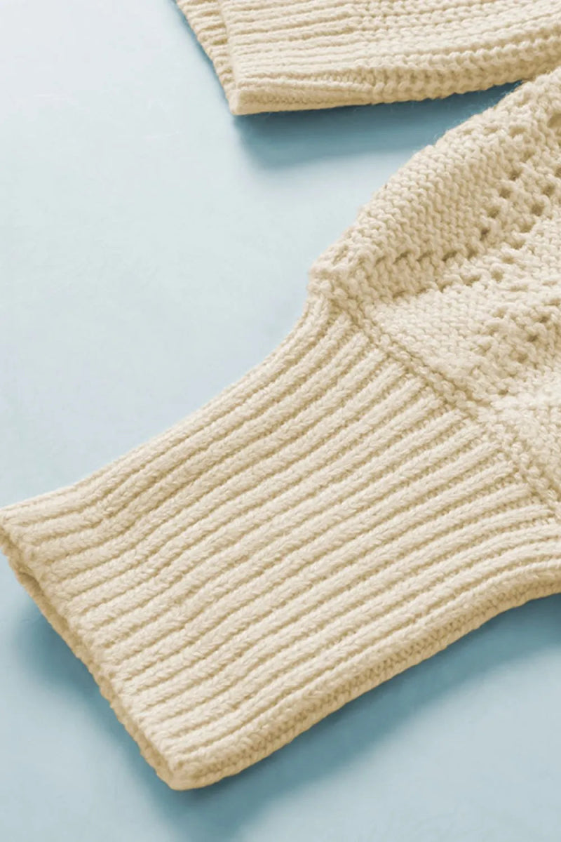 Openwork V - Neck Button Up Cardigan - CELIVINE