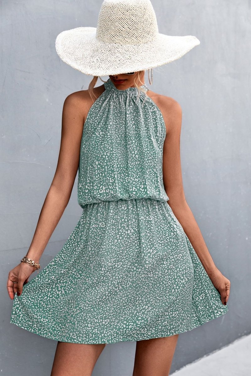 Floral Tied Sleeveless Mini Dress - CELIVINE