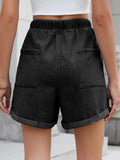 Drawstring Wash Denim Shorts - CELIVINE