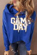 GAME DAY Drawstring Long Sleeve Hoodie - CELIVINE