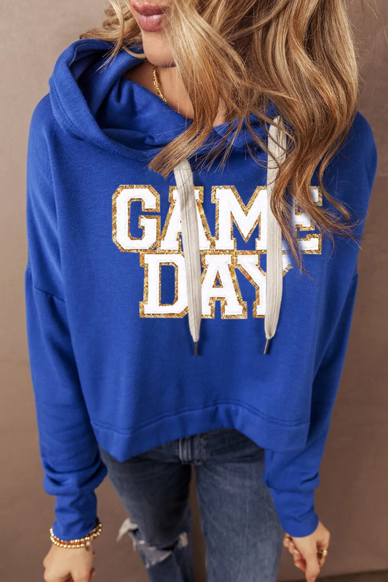GAME DAY Drawstring Long Sleeve Hoodie - CELIVINE