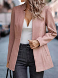 Open Front Long Sleeve Blazer - CELIVINE