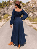 Long Sleeve Lace Trim Maxi Dress - CELIVINE