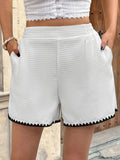 Contrast Trim Shorts with Pockets - CELIVINE
