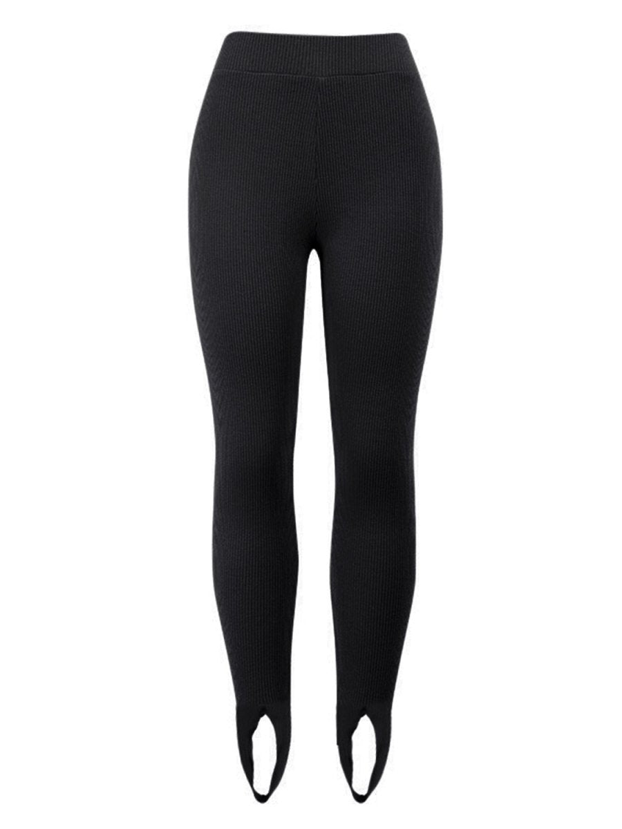 Ribbed Mid Waist Leggings - CELIVINE