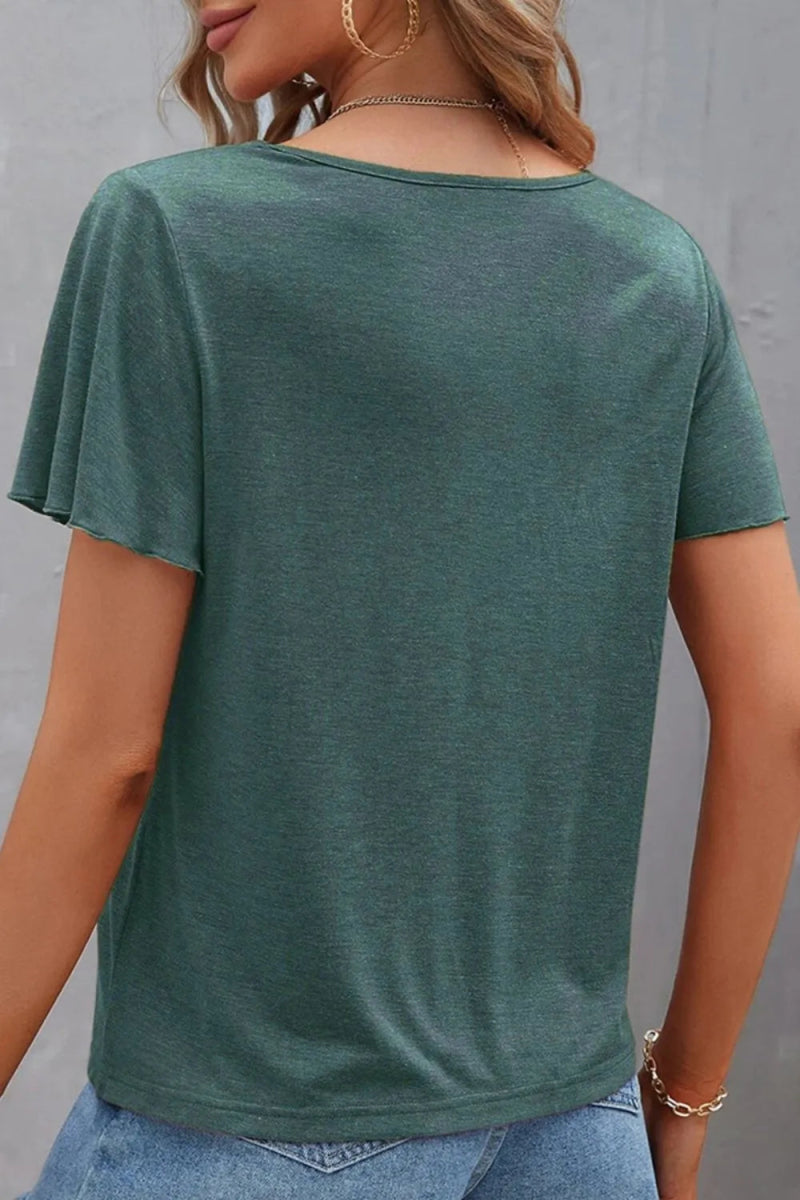V - Neck Short Sleeve T-Shirt - CELIVINE