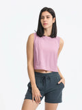 Round Neck Cropped Active Tank - CELIVINE