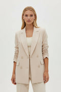 Double - Breasted Long Sleeve Blazer - CELIVINE