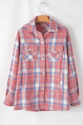 Plaid Button Up Long Sleeve Shacket - CELIVINE