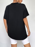 Round Neck Short Sleeve Fall Season Graphic T-Shirt - CELIVINE