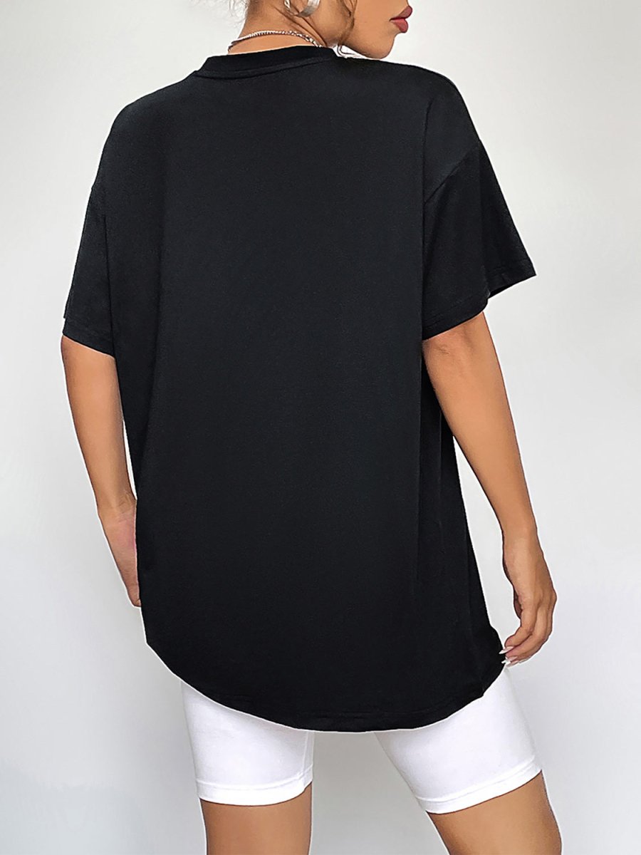 Round Neck Short Sleeve Fall Season Graphic T-Shirt - CELIVINE