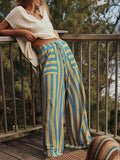 Striped Wide - Leg Drawstring Pants - CELIVINE