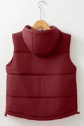 Drawstring Zip Up Hooded Vest Coat - CELIVINE
