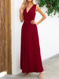 Surplice Neck Sleeveless Maxi Dress - CELIVINE