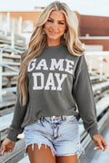 GAME DAY Striped Round Neck Long Sleeve Top - CELIVINE