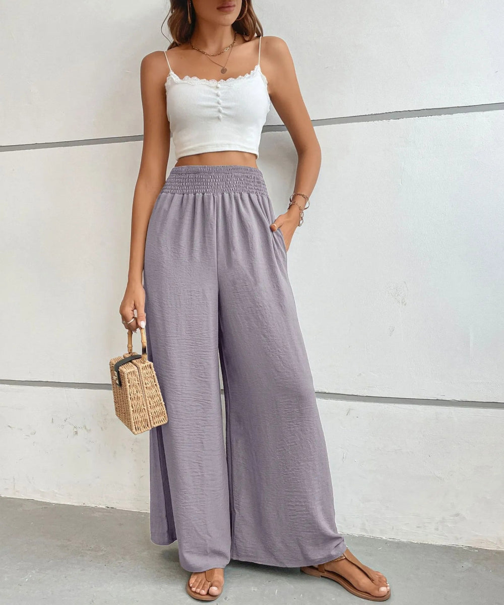 High - Waisted Wide Leg Pants - CELIVINE
