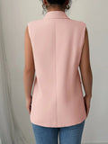 One Button Sleeveless Blazer - CELIVINE