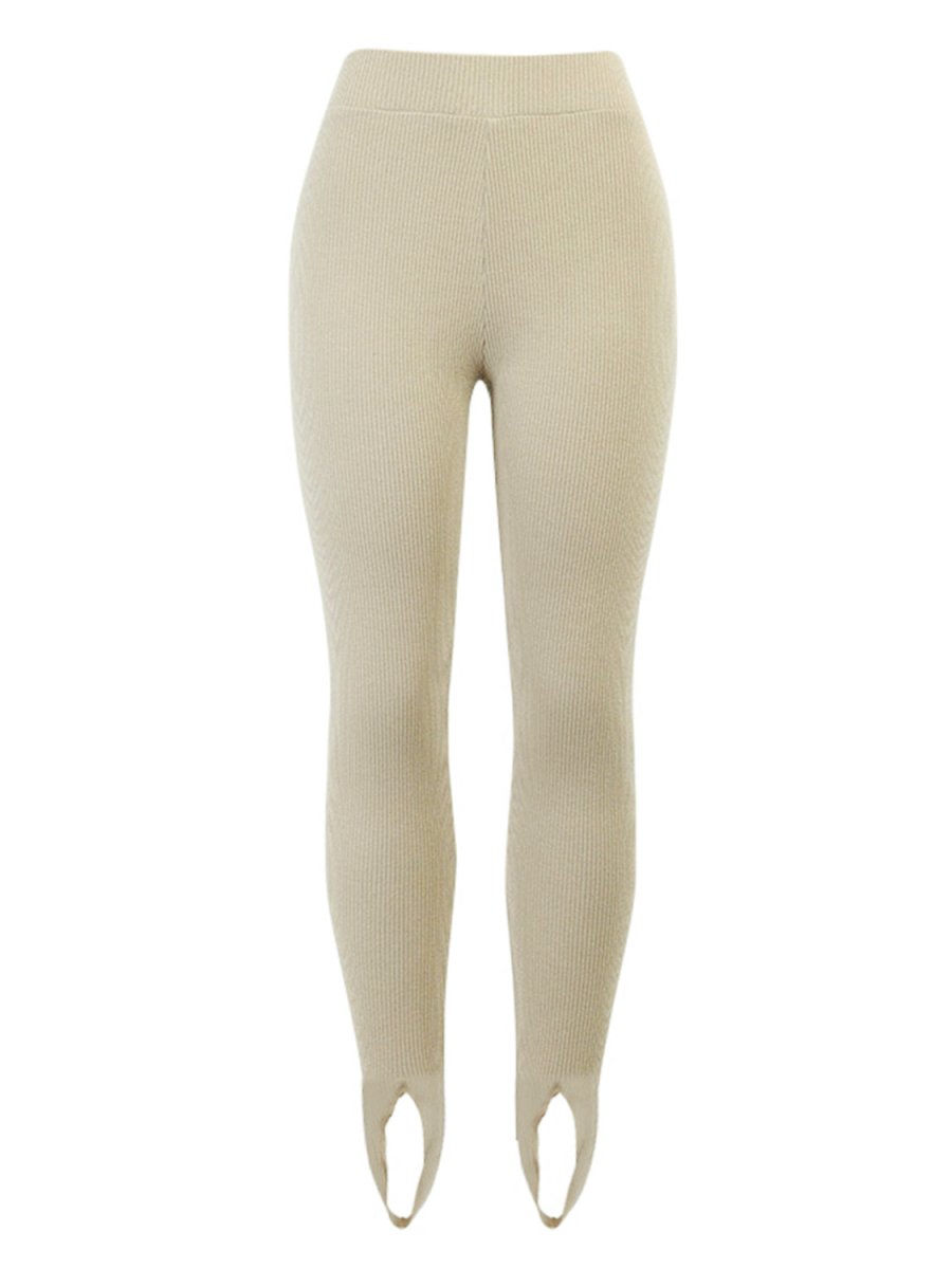 Ribbed Mid Waist Leggings - CELIVINE