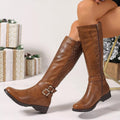 Round Toe Block Heels Boots - CELIVINE