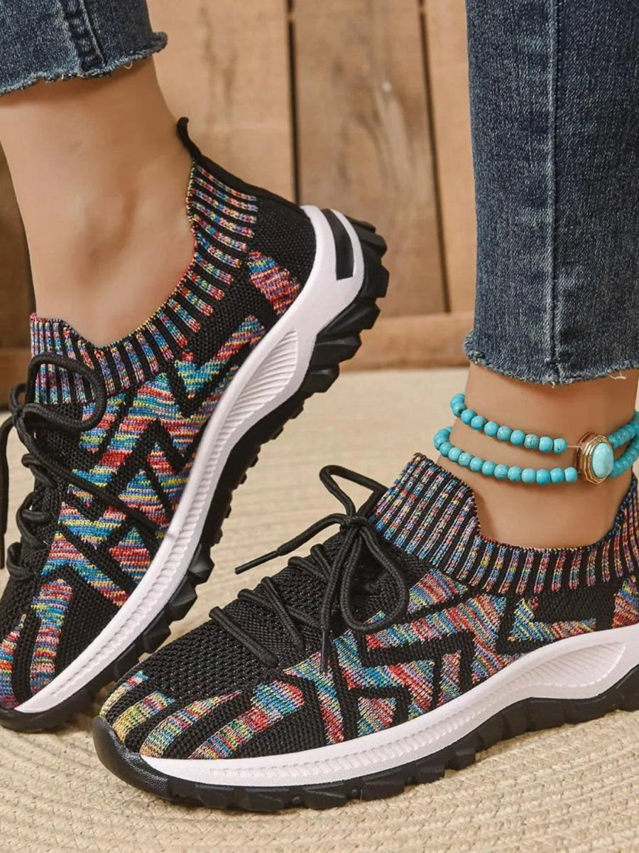 Mesh Knit Lace Up Athletic - CELIVINE