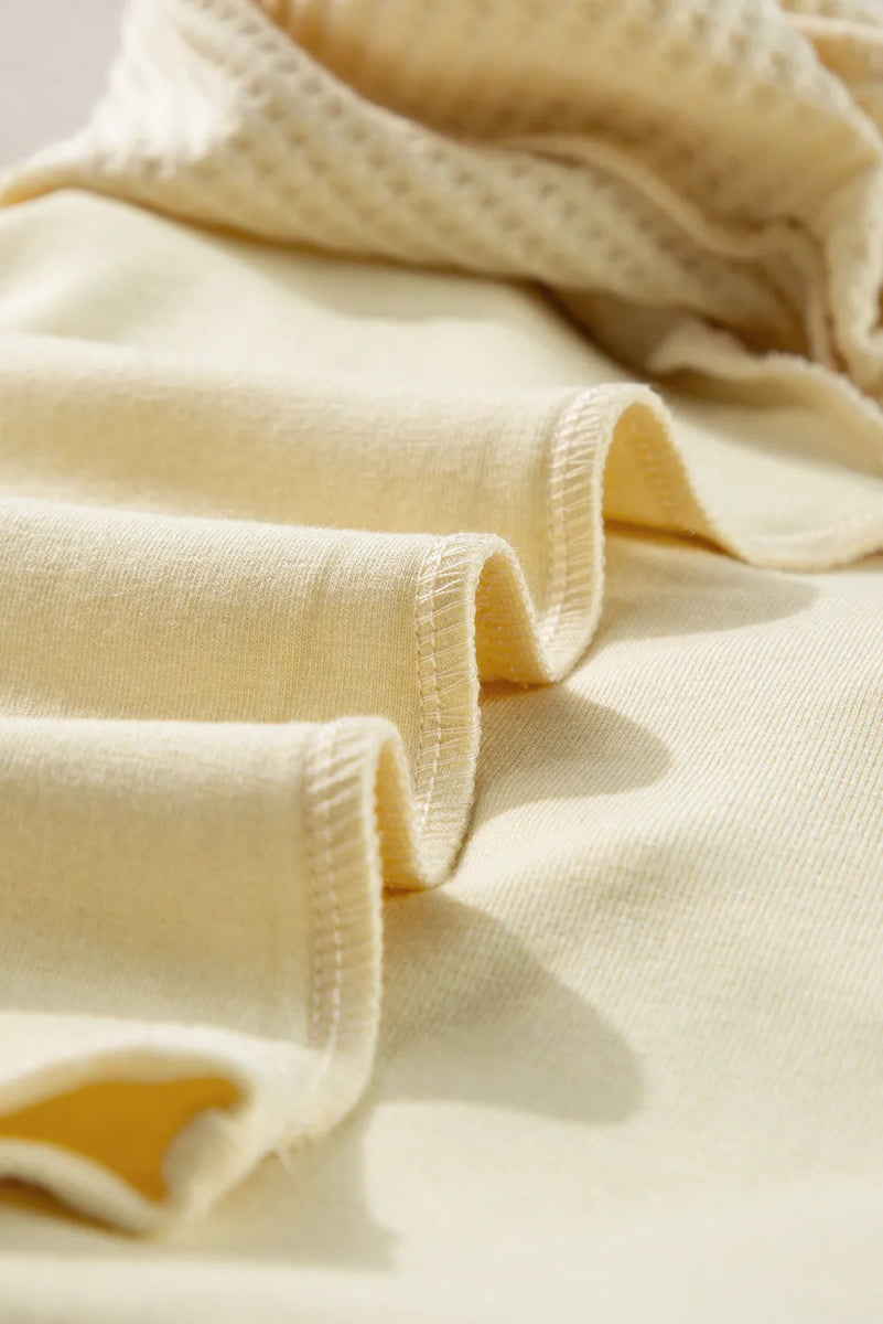 Waffle - Knit Round Neck Long Sleeve Top - CELIVINE