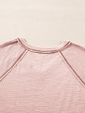 Exposed Seam Ribbed Knit V Neck Top - CELIVINE