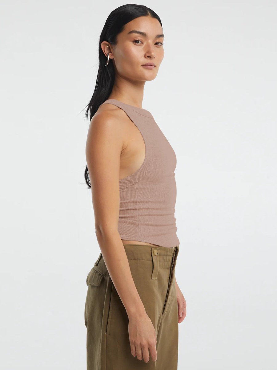 Halter Neck Ribbed Cropped Top - CELIVINE