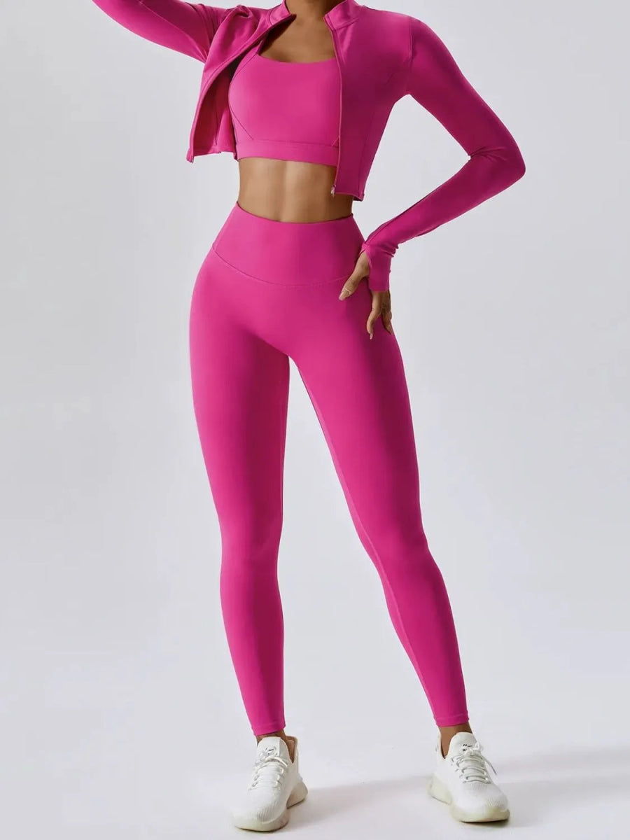 Bra Outerwear and Leggings 3 - Piece Active Set - CELIVINE