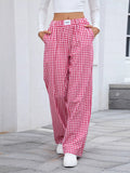 Plaid Wide Leg Casual Pants - CELIVINE